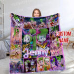 Personalized Velvet and Veneer Throw Blanket, Custom Trolls Band Together Quilt Blanket, Trolls Blanket, Trolls Band Blanket Gift For Baby