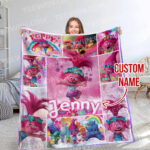 Personalized Poppy Trolls Band Together Throw Blanket, Custom Trolls Band Blanket, Trolls Blanket, Trolls Family Blanket Gift For Baby