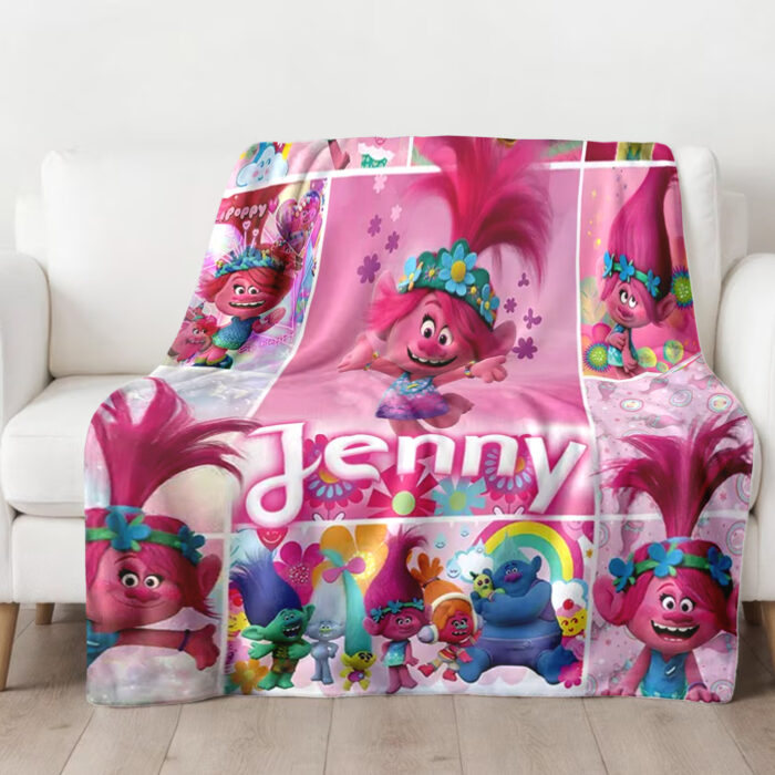 Personalized Poppy Trolls Band Together Throw Blanket, Custom Trolls Band Blanket, Trolls Blanket, Trolls Family Blanket Gift For Baby - Image 3