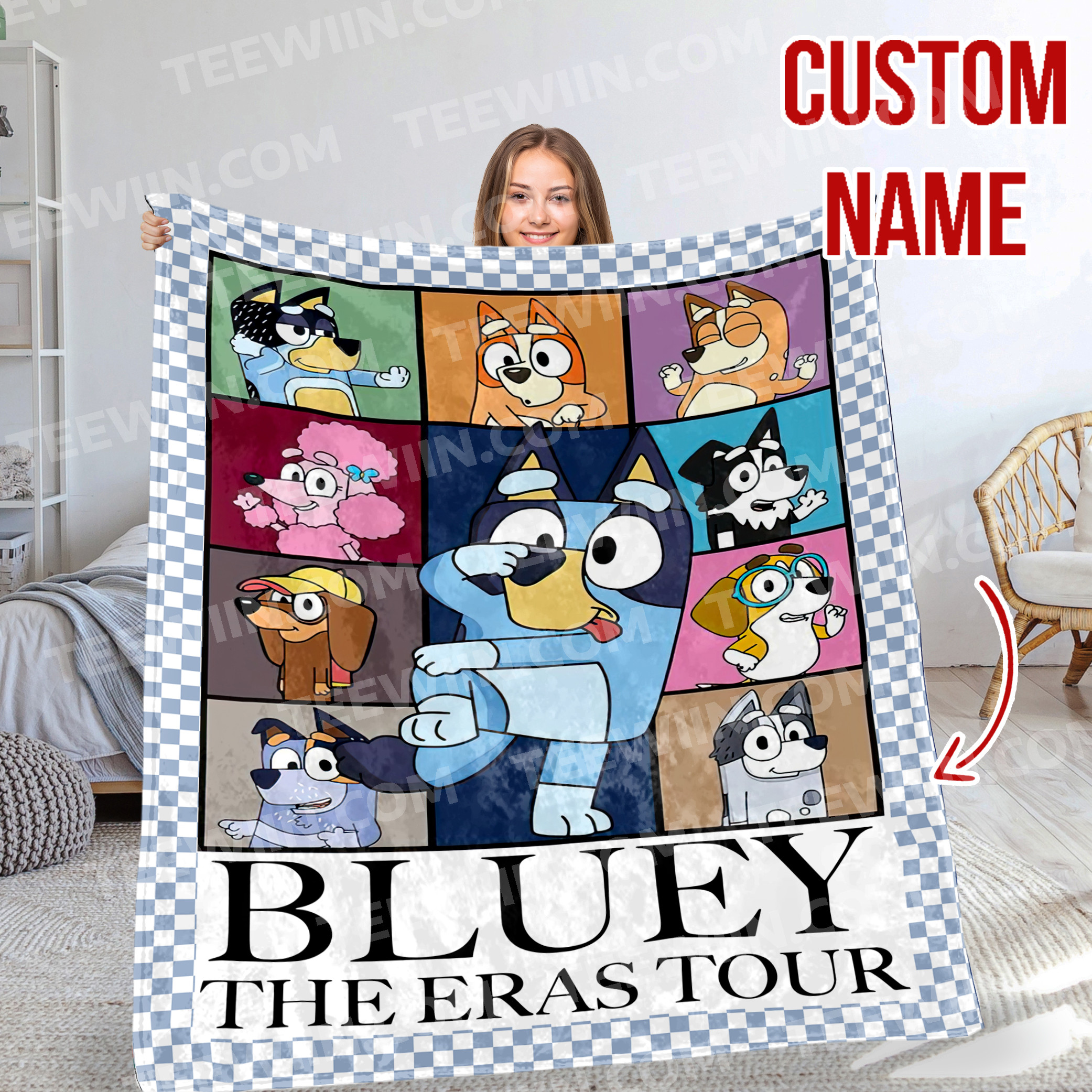 1726038519369.jpg Bluey Eras Tour Sherpa Blanket, Bluey Blanket, Custom Bluey Blanket, Bedroom Decor, Sofa Blanket - Image 1