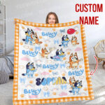 Personalized Name Bluey Family Soft Cozy Fleece Blankets, Bluey Birthday Blanket, Bluey Family Blanket for Kid, Christmas Blanket