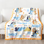 Personalized Name Bluey Family Soft Cozy Fleece Blankets, Bluey Birthday Blanket, Bluey Family Blanket for Kid, Christmas Blanket - Image 3
