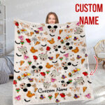 Personalized Mickey and Friends Mummy Pumpkin Spooky Vibes Disney Halloween Blanket, Mickey's Not So Scary Halloween Party 2024 Home Decor