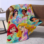 Personalized Disney Princess Jasmine & Rapunzel Flannel Throw Blanket, Disney Halloween Blanket, Home Decor - Image 2
