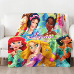 Personalized Disney Princess Jasmine & Rapunzel Flannel Throw Blanket, Disney Halloween Blanket, Home Decor - Image 3