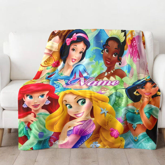 Personalized Disney Princess Jasmine & Rapunzel Flannel Throw Blanket, Disney Halloween Blanket, Home Decor - Image 3
