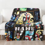 Personalized Nightmare Before Christmas Flannel Throw Blanket, Jack Skellington Halloween Blanket, Home Decor - Image 2