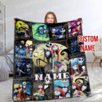 Personalized Nightmare Before Christmas Flannel Throw Blanket, Jack Skellington Halloween Blanket, Home Decor