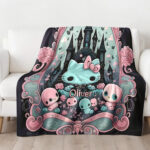 Personalized Hello Kitty Halloween Throw Blanket, Halloween Blanket, Home Decor - Image 2