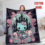 Personalized Hello Kitty Halloween Throw Blanket, Halloween Blanket, Home Decor