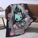Personalized Hello Kitty Halloween Throw Blanket, Halloween Blanket, Home Decor - Image 3