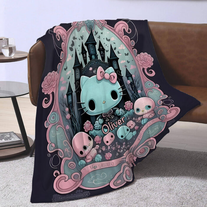 Personalized Hello Kitty Halloween Throw Blanket, Halloween Blanket, Home Decor - Image 3