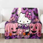 Personalized Hello Kitty Halloween Throw Blanket, Halloween Blanket, Home Decor - Image 2
