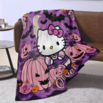 Personalized Hello Kitty Halloween Throw Blanket, Halloween Blanket, Home Decor - Image 3
