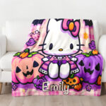 Personalized Hello Kitty Halloween Throw Blanket, Halloween Blanket, Home Decor - Image 2
