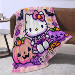 Personalized Hello Kitty Halloween Throw Blanket, Halloween Blanket, Home Decor - Image 3