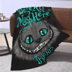Personalized We're All Mad Here Cheshire Cat Blanket, Alice's Adventures in Wonderland, Halloween Blanket, Home Decor - Image 3