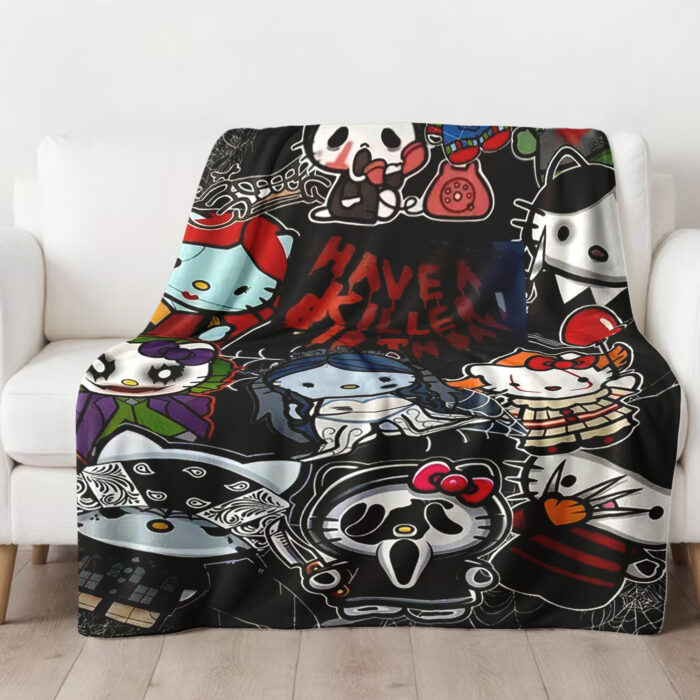 Personalized Hello Kitty Horror Cosplay Blanket, Halloween Blanket, Personalized Blanket for Toddlers, Gifts for Kids - Image 2