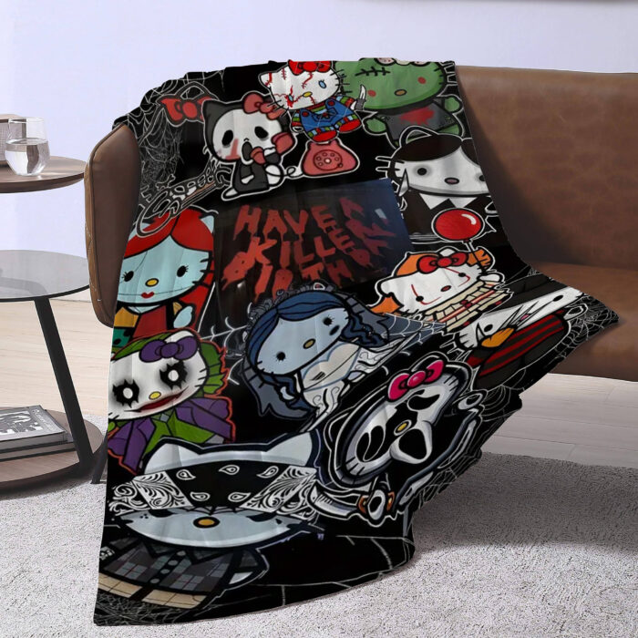 Personalized Hello Kitty Horror Cosplay Blanket, Halloween Blanket, Personalized Blanket for Toddlers, Gifts for Kids - Image 3