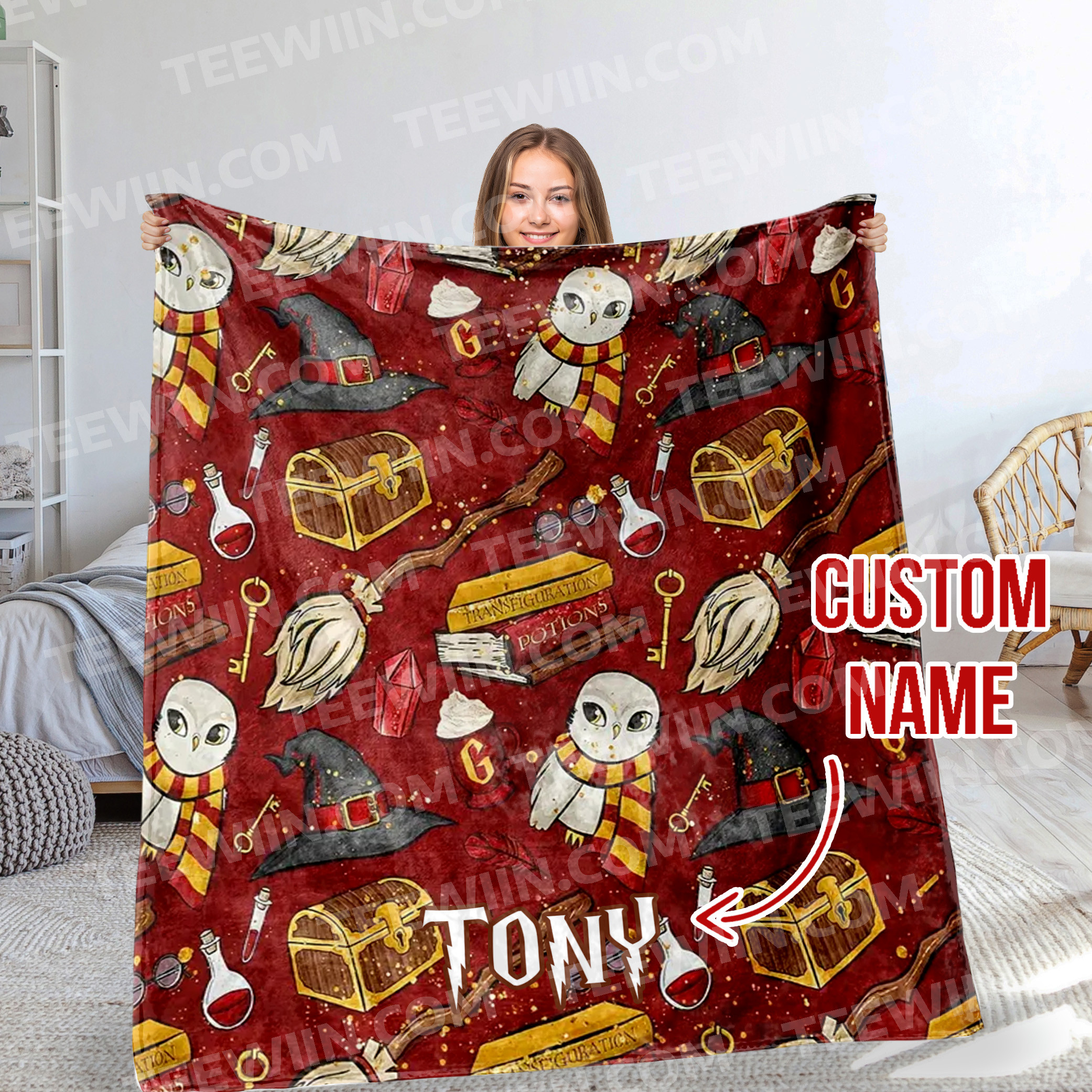 1726212273263.jpg Personalized Gothic Magic Divination Flannel Throw Blanke, Harry Potter Christmas Blanket, Personalized Blanket for Toddlers, Gifts for Kids - Image 1