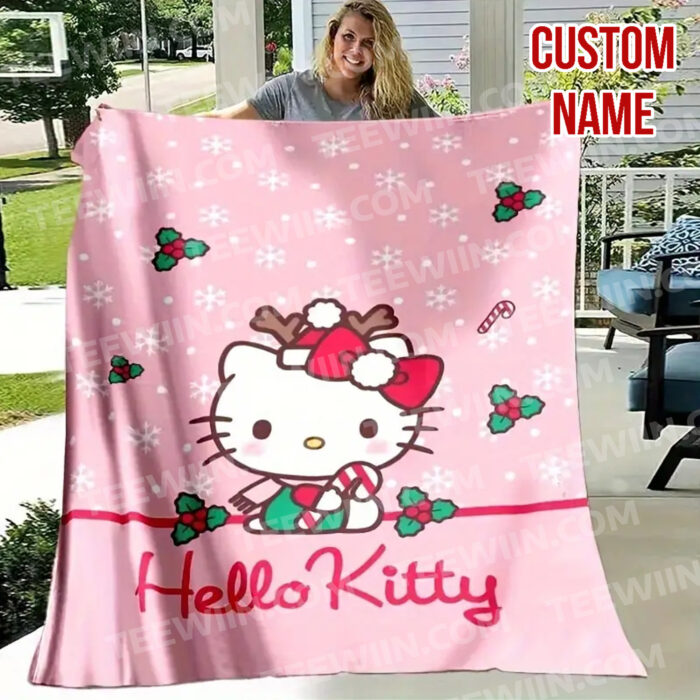 Personalized Hello Kitty Christmas Blanket, I Want Candy Fleece Blanket, Hello Kitty Custom Name Blanket - Image 11