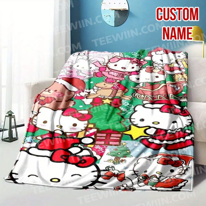 Personalized Hello Kitty Christmas Blanket, I Want Candy Fleece Blanket, Hello Kitty Custom Name Blanket - Image 10