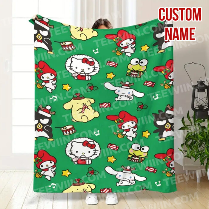 Personalized Hello Kitty Christmas Blanket, I Want Candy Fleece Blanket, Hello Kitty Custom Name Blanket - Image 8