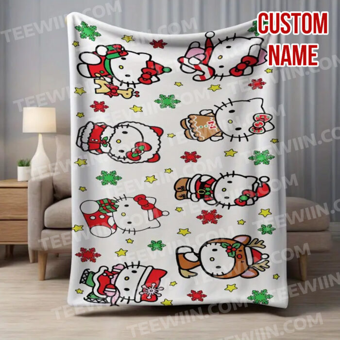 Personalized Hello Kitty Christmas Blanket, I Want Candy Fleece Blanket, Hello Kitty Custom Name Blanket - Image 9