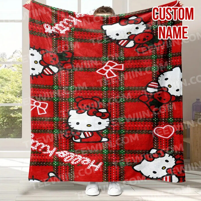Personalized Hello Kitty Christmas Blanket, I Want Candy Fleece Blanket, Hello Kitty Custom Name Blanket - Image 5