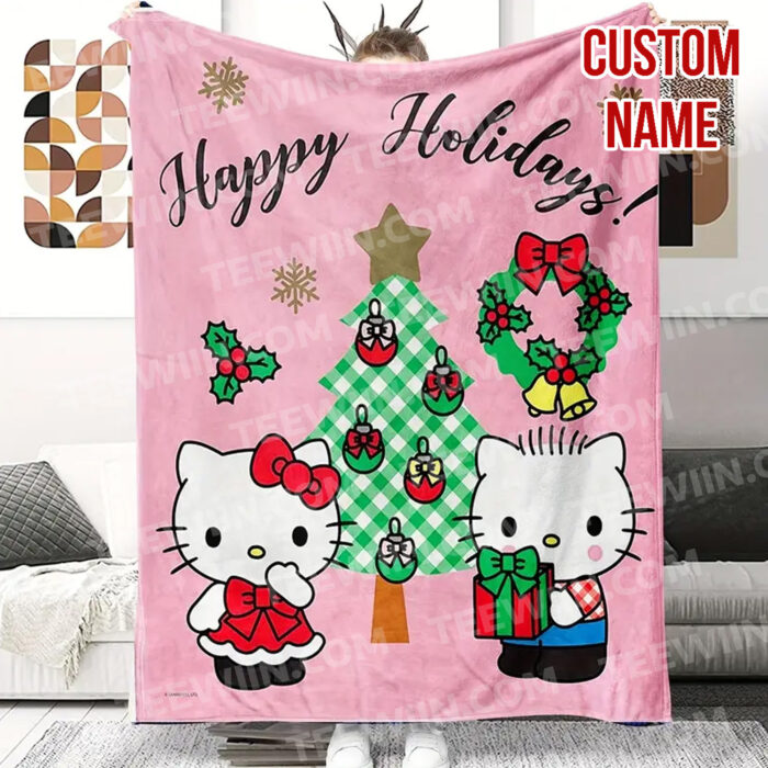 Personalized Hello Kitty Christmas Blanket, I Want Candy Fleece Blanket, Hello Kitty Custom Name Blanket - Image 3