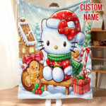 Personalized Hello Kitty Christmas Blanket, I Want Candy Fleece Blanket, Hello Kitty Custom Name Blanket - Image 4