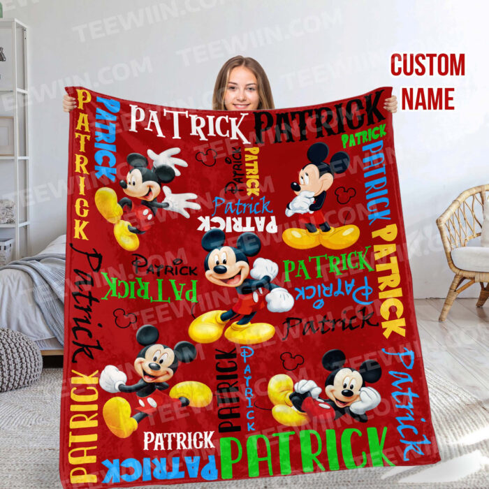 Personalized Watercolor Mickey Mouse Blanket, Custom Name Mickey Mouse Blanket, Disneyland Birthday Gift Blanket, Mickey Birthday Gifts - Image 9
