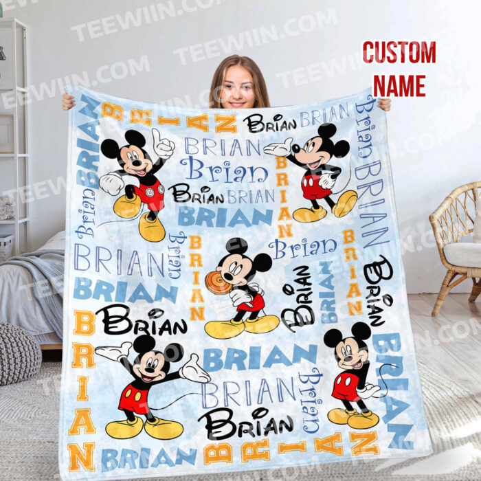 Personalized Watercolor Mickey Mouse Blanket, Custom Name Mickey Mouse Blanket, Disneyland Birthday Gift Blanket, Mickey Birthday Gifts - Image 3