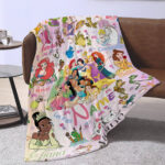 Personalized Watercolor Disney Princess Blanket, Custom Name Baby Girl Blanket, Disney Princess Birthday Girl, WDW Disneyland Girl Trip Gift - Image 3