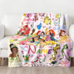 Personalized Watercolor Disney Princess Blanket, Custom Name Baby Girl Blanket, Disney Princess Birthday Girl, WDW Disneyland Girl Trip Gift - Image 2