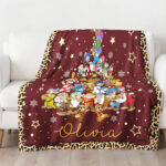 Personalized Disney Christmas Tree Blanket, Custom Name Baby Girl Blanket, Disney Mickey Birthday Girl, WDW Disneyland Girl Trip Gift - Image 2