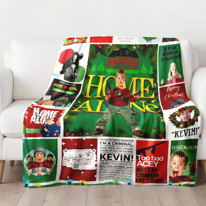 Retro 90s Christmas Movie Blanket, Home Alone Blanket, All The Home Alone, Macaulay Culkin, Xmas Blanket, McCallister Home Security Blanket - Image 2