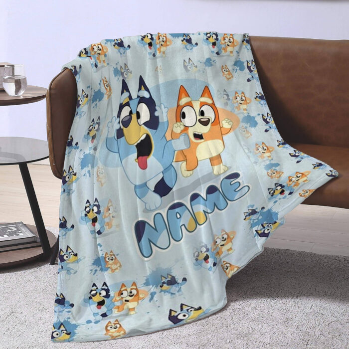 Personalized Bluey Dog Blanket, Christmas Bluey Blanket, Personalized Blanket for Toddlers, Bluey Gifts for Kids - Image 4