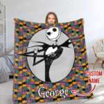 Personalized Disney The Nightmare Before Christmas Blanket, Custom Name Jack Skellington Sally Blanket, WDW Disneyland Oogie Boogie Birthday - Image 3