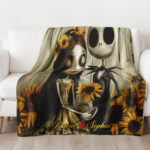 Personalized Nightmare Before Christmas Flannel Throw Blanket, Couple Blanket, Xmas Blanket - Image 2