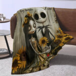 Personalized Nightmare Before Christmas Flannel Throw Blanket, Couple Blanket, Xmas Blanket - Image 3