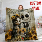 Personalized Nightmare Before Christmas Flannel Throw Blanket, Couple Blanket, Xmas Blanket