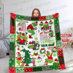 Personalized Christmas Grinch Throw Blanket Flannel Fleece Bedding Blankets All Season Ultra Soft for Bed Couch Chair Fit Kids and Adults