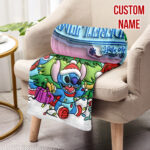 Personalized Christmas Stitch Throw Blanket Flannel Fleece Bedding Blankets, Lilo and Stitch Ultra Soft for Bed Couch Chair Fit Kids and Adults - Image 2