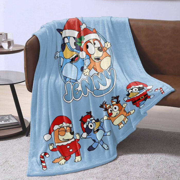 Personalized Bluey Dog Blanket, Christmas Bluey Blanket, Personalized Blanket for Toddlers, Bluey Gifts for Kids - Image 3