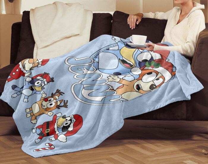 Personalized Bluey Dog Blanket, Christmas Bluey Blanket, Personalized Blanket for Toddlers, Bluey Gifts for Kids - Image 4