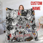 Personalized Nightmare Before Christmas Flannel Throw Blanket, Christmas Blanket, Xmas Blanket