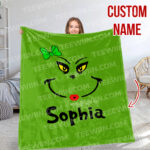 Personalized The Grinch Christmas Blanket, Custom Name Grinch Blanket - Image 8
