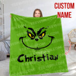 Personalized The Grinch Christmas Blanket, Custom Name Grinch Blanket - Image 9