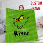 Personalized The Grinch Christmas Blanket, Custom Name Grinch Blanket - Image 10